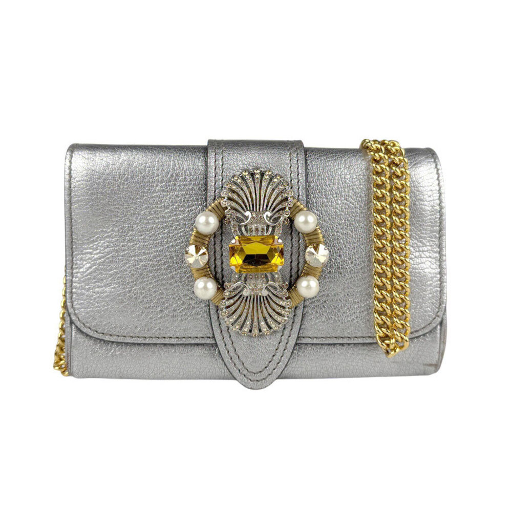 Miu Miu shoulder bag leather metal silver gold
